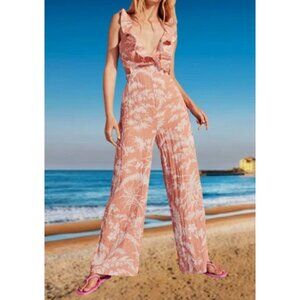 H&M Cut-out Flounce-trimmed Floral print Jumpsuit Size XS